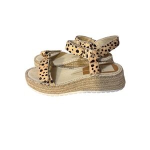 Dolce Vita Leopard Print Calf Hair Espadrille Platform Sandals Size 8